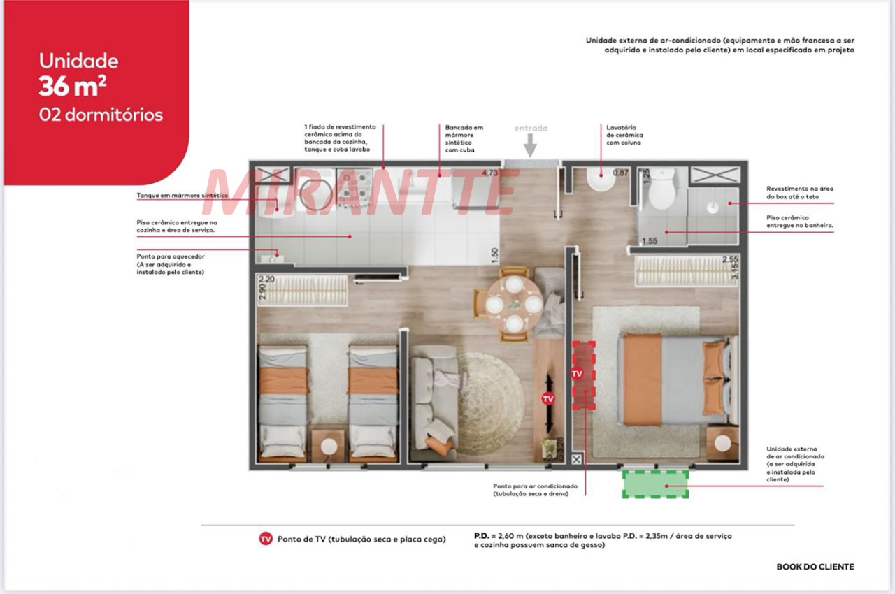 Apartamento de 36.1m² com 2 quartos em Várzea da Barra Funda