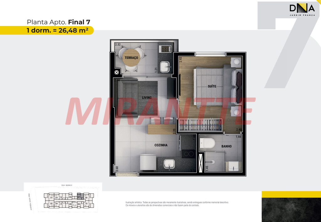 Apartamento de 46m² com 2 quartos em Água Fria