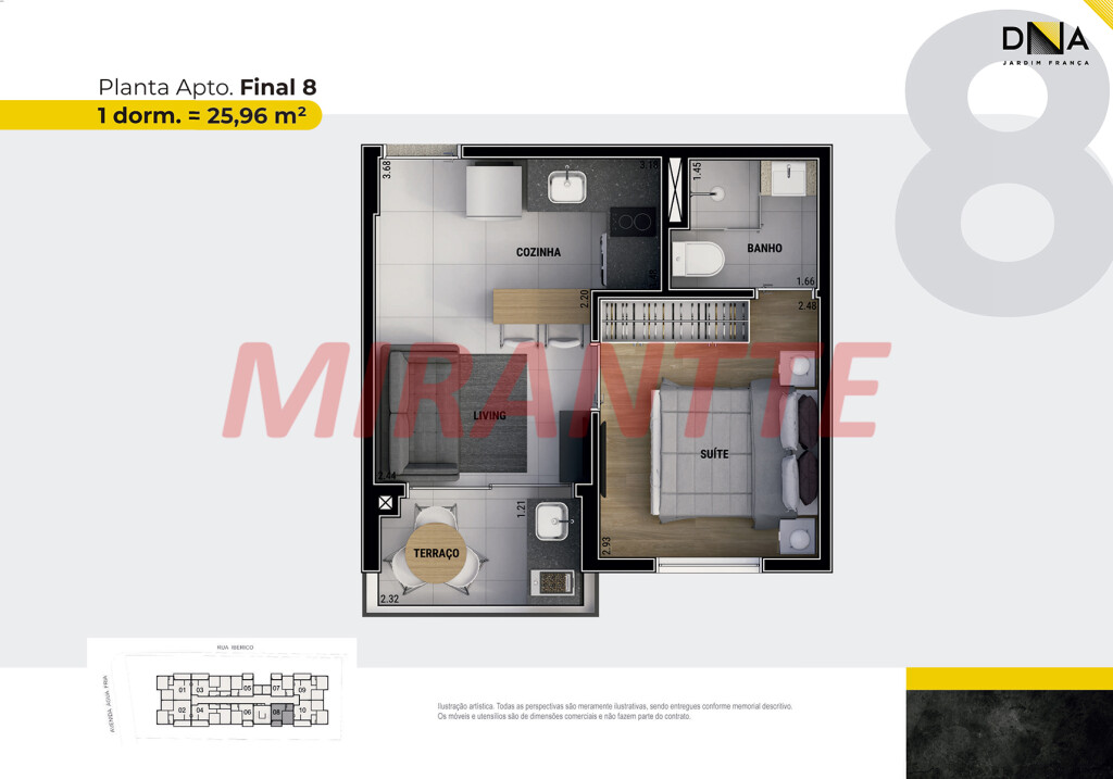 Apartamento de 46m² com 2 quartos em Água Fria