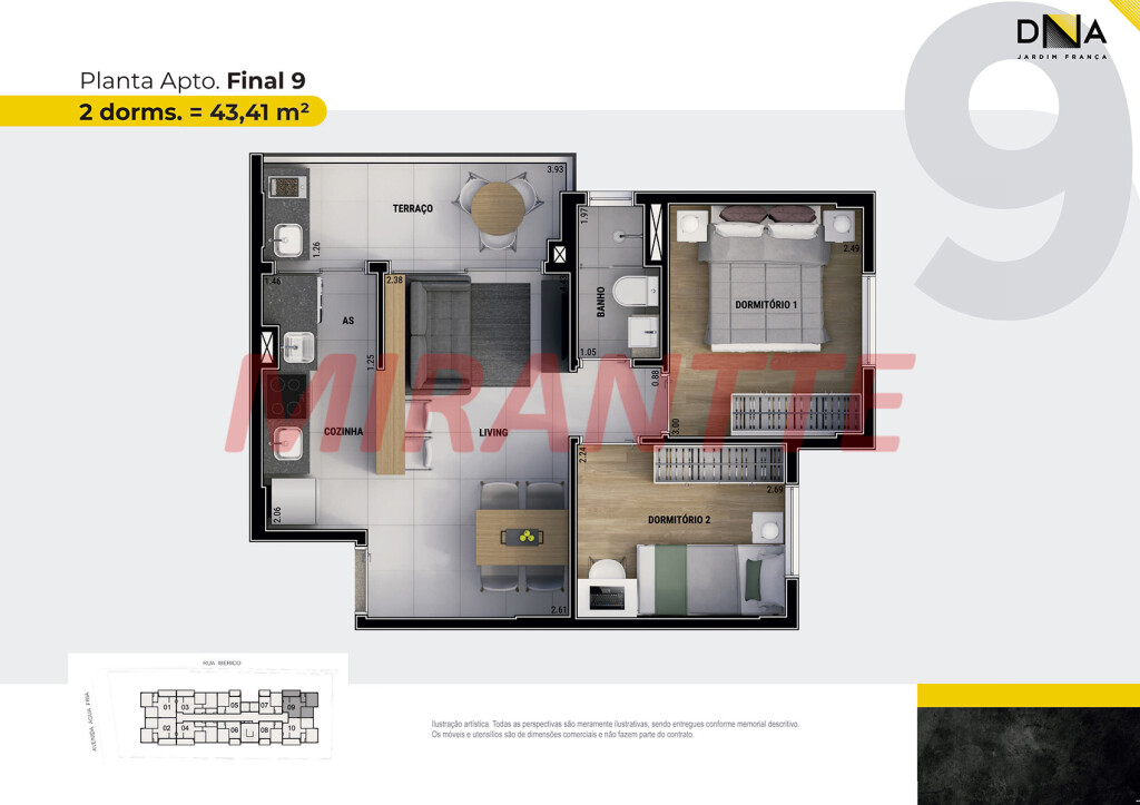 Apartamento de 46m² com 2 quartos em Água Fria