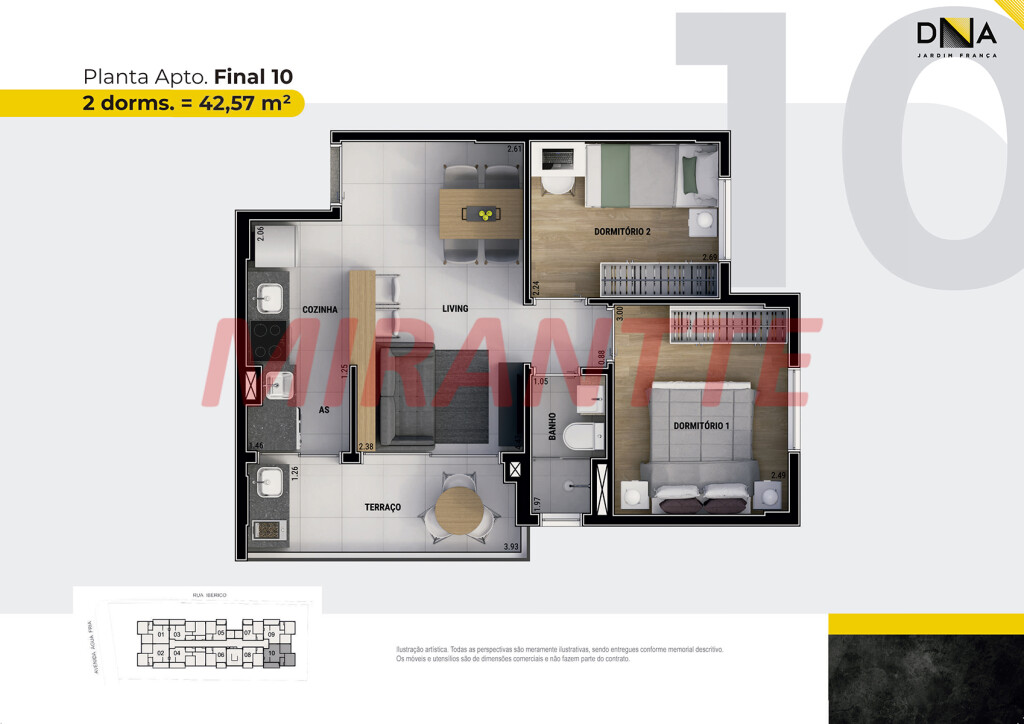 Apartamento de 46m² com 2 quartos em Água Fria