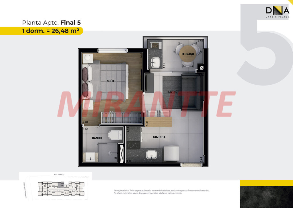 Apartamento de 46m² com 2 quartos em Água Fria