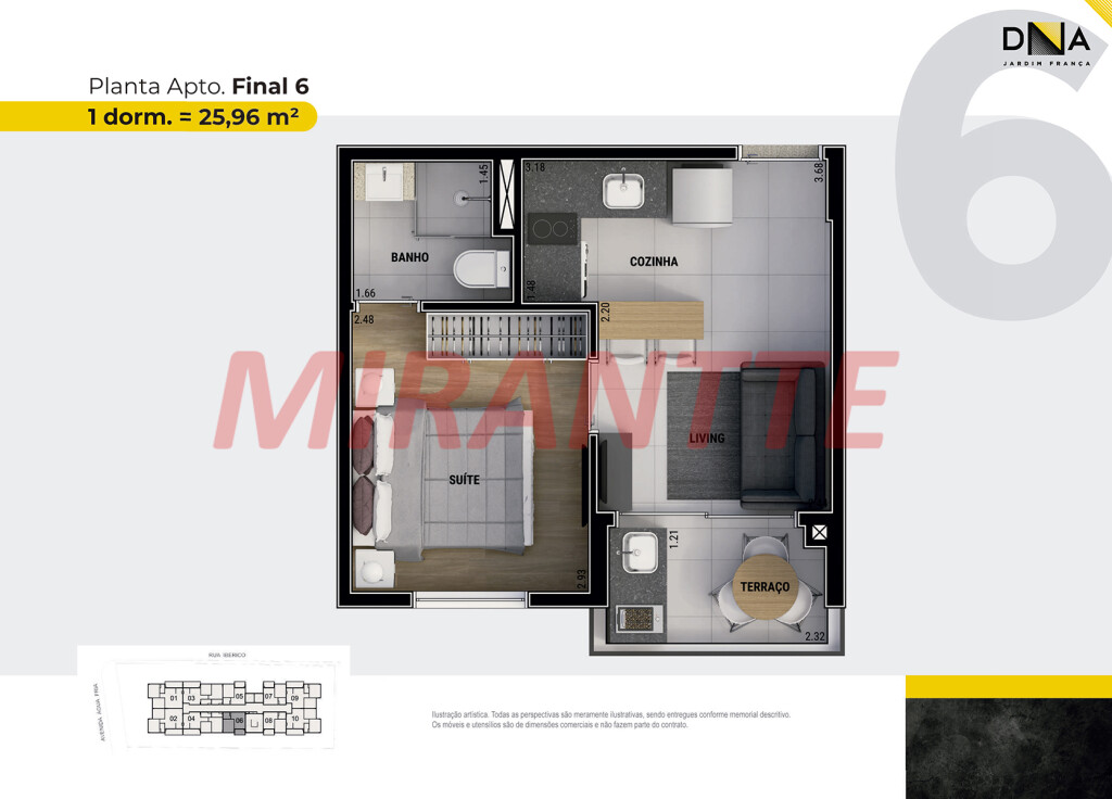 Apartamento de 46m² com 2 quartos em Água Fria
