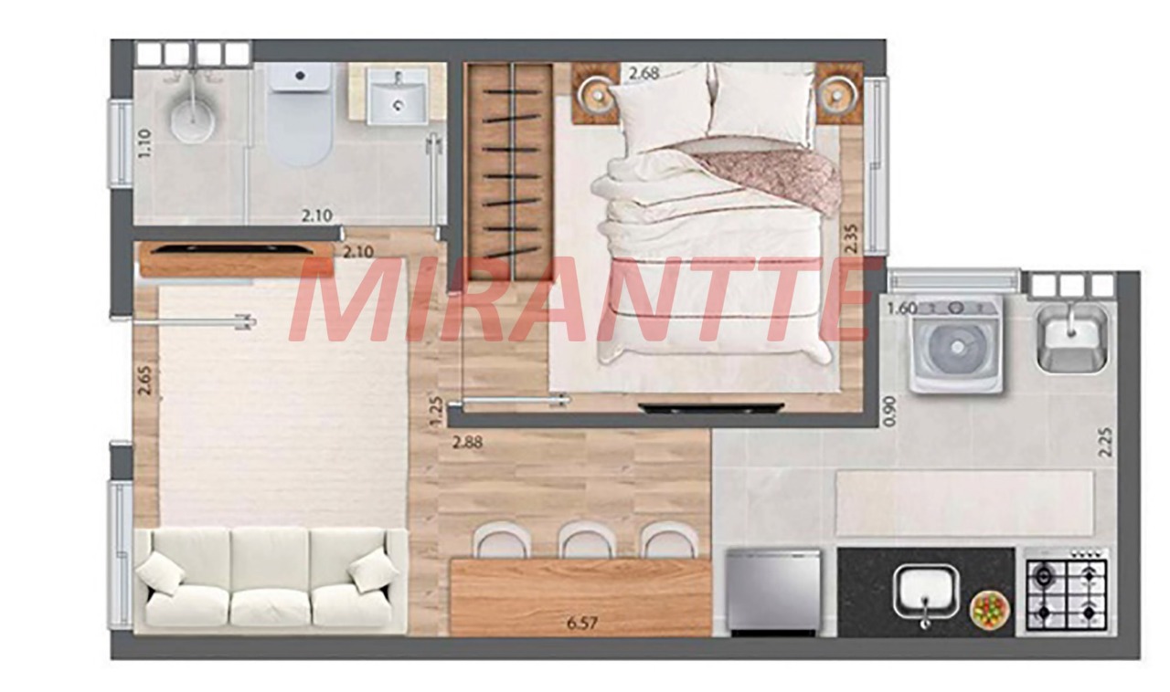 Apartamento de 39.06m² com 1 quartos em Vila Mazzei