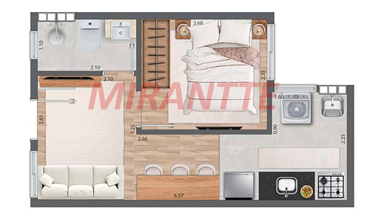 Apartamento de 39.06m² com 1 quartos em Vila Mazzei