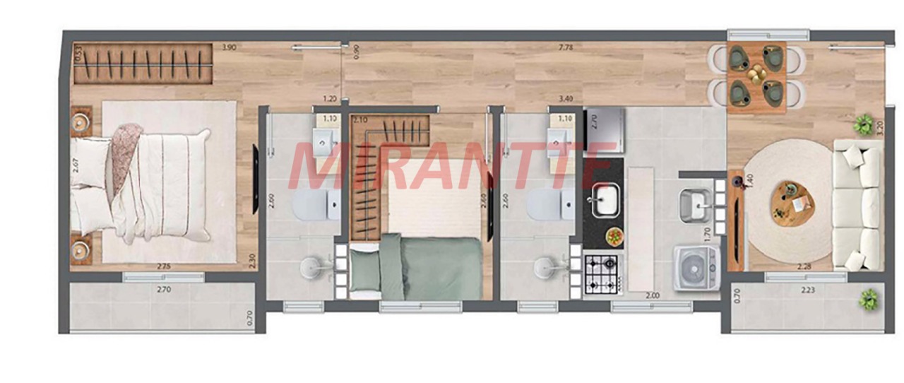 Apartamento de 39.06m² com 1 quartos em Vila Mazzei