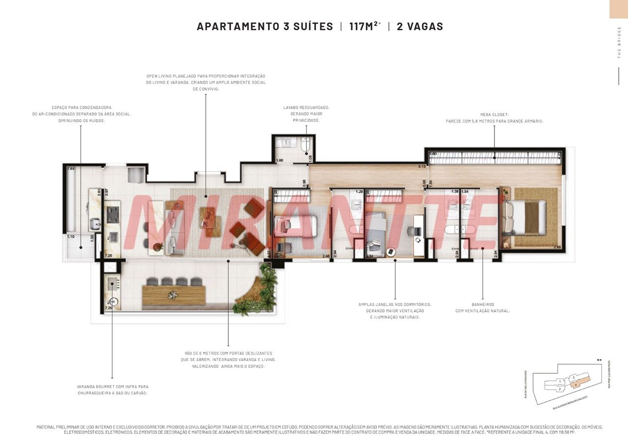 Apartamento de 119m² com 3 quartos em Vila Baruel