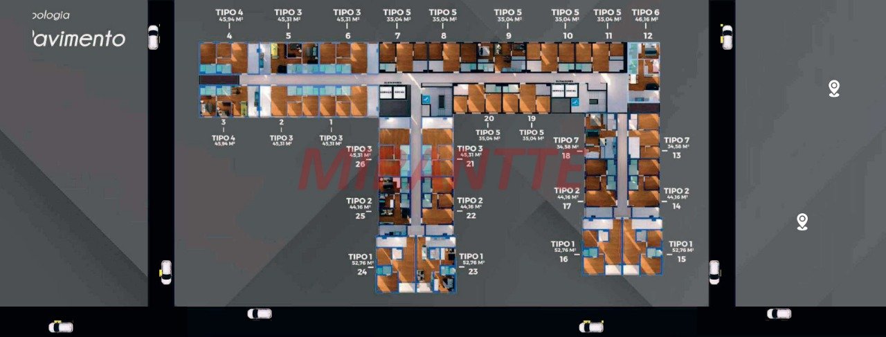 Apartamento de 45.31m² com 2 quartos em Vila Mazzei