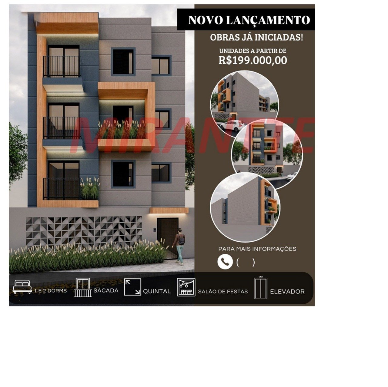 Apartamento de 40.83m² com 2 quartos em Jaçana