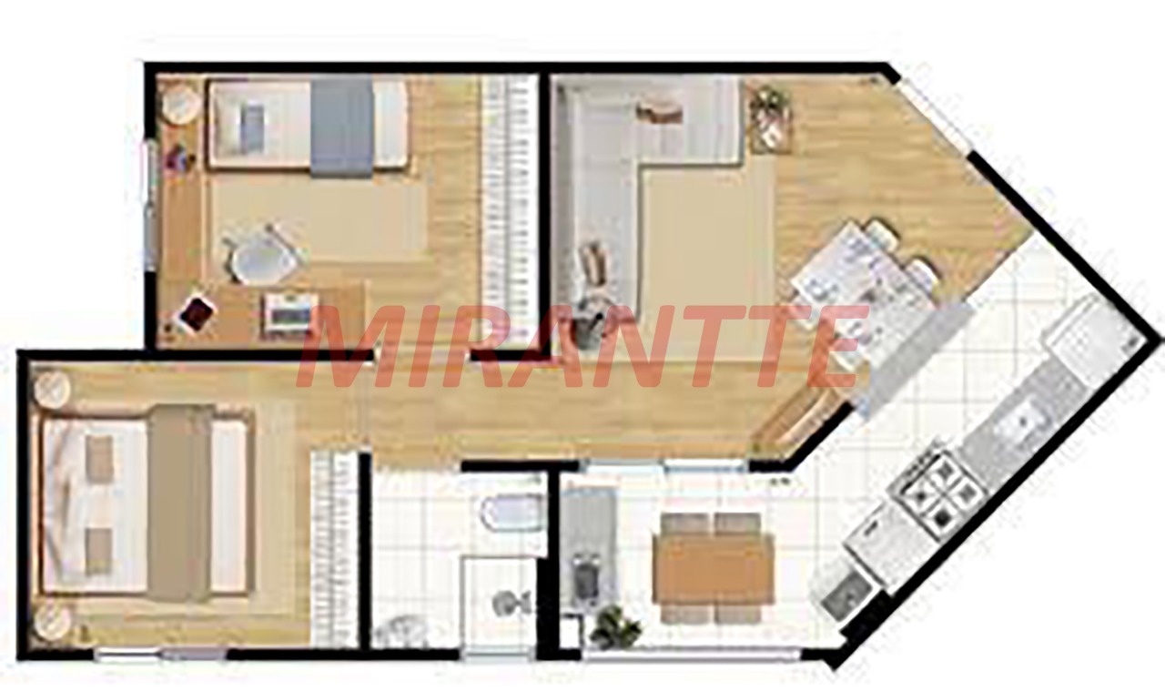 Apartamento de 46m² com 2 quartos em Vila Bela Vista (Zona Norte)