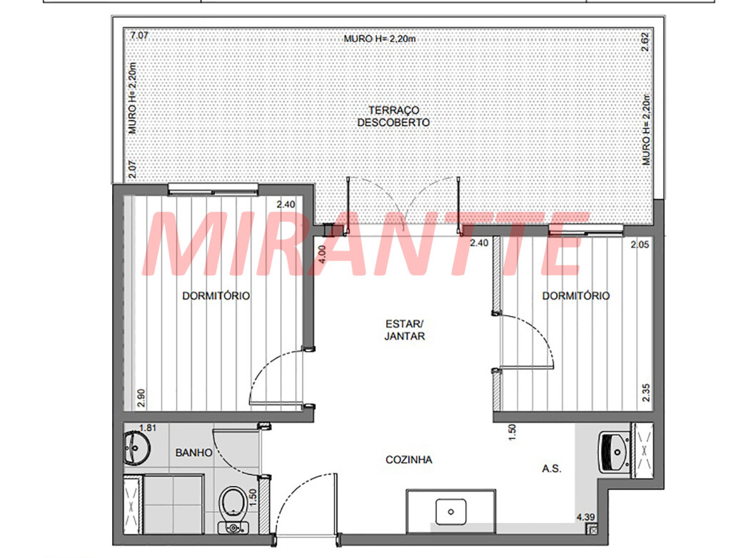 Apartamento de 51m² com 2 quartos em Jardim Paulistano