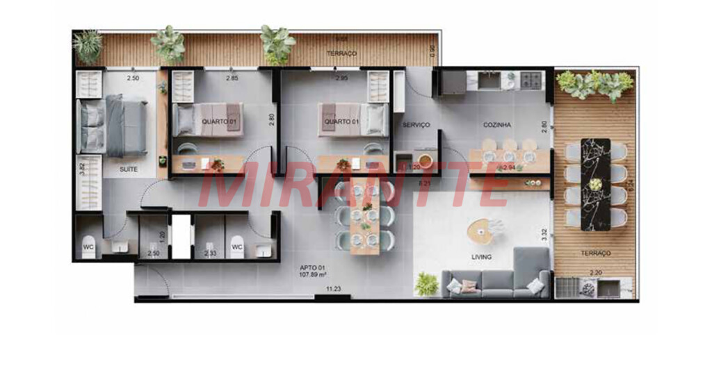 Apartamento de 62m² com 2 quartos em CENTRO