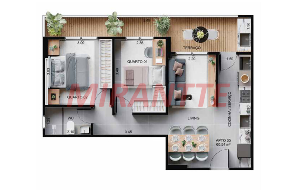 Apartamento de 107m² com 3 quartos em CENTRO