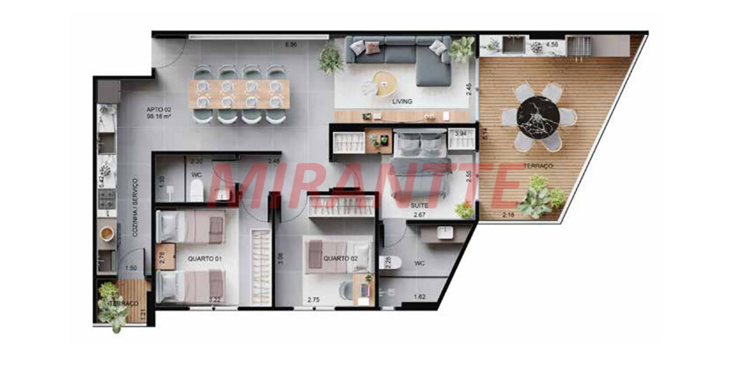 Apartamento de 107m² com 3 quartos em CENTRO