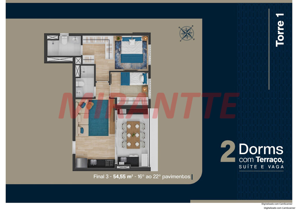 Apartamento de 54m² com 2 quartos em Jardim São Paulo