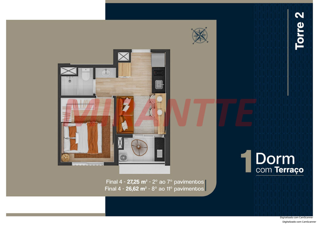 Apartamento de 54m² com 2 quartos em Jardim São Paulo