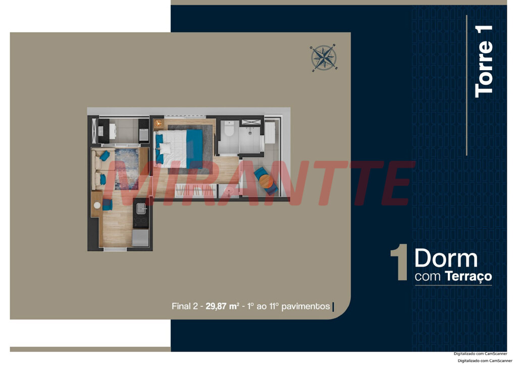 Apartamento de 54m² com 2 quartos em Jardim São Paulo
