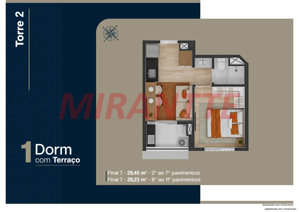 Apartamento de 54m² com 2 quartos em Jardim São Paulo