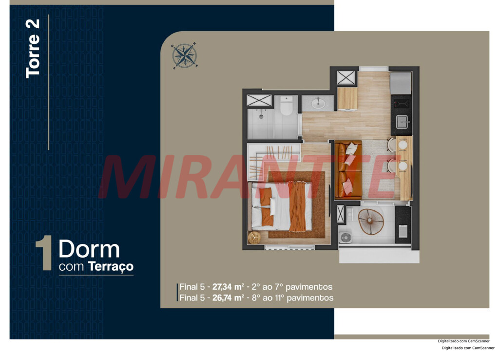 Apartamento de 54m² com 2 quartos em Jardim São Paulo