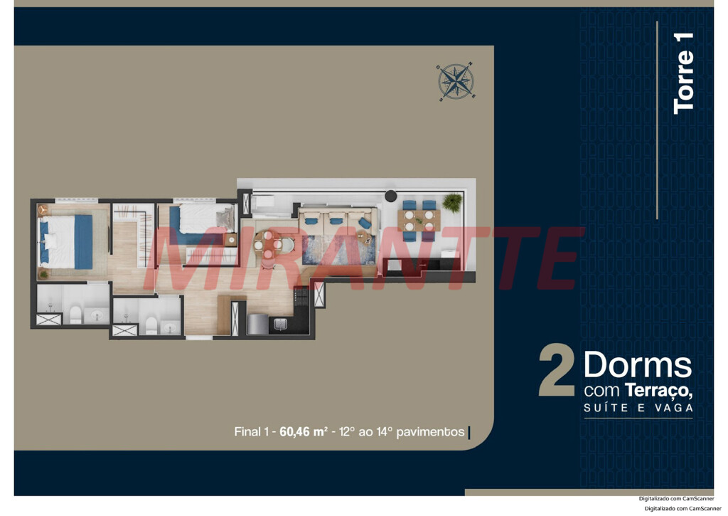 Apartamento de 54m² com 2 quartos em Jardim São Paulo