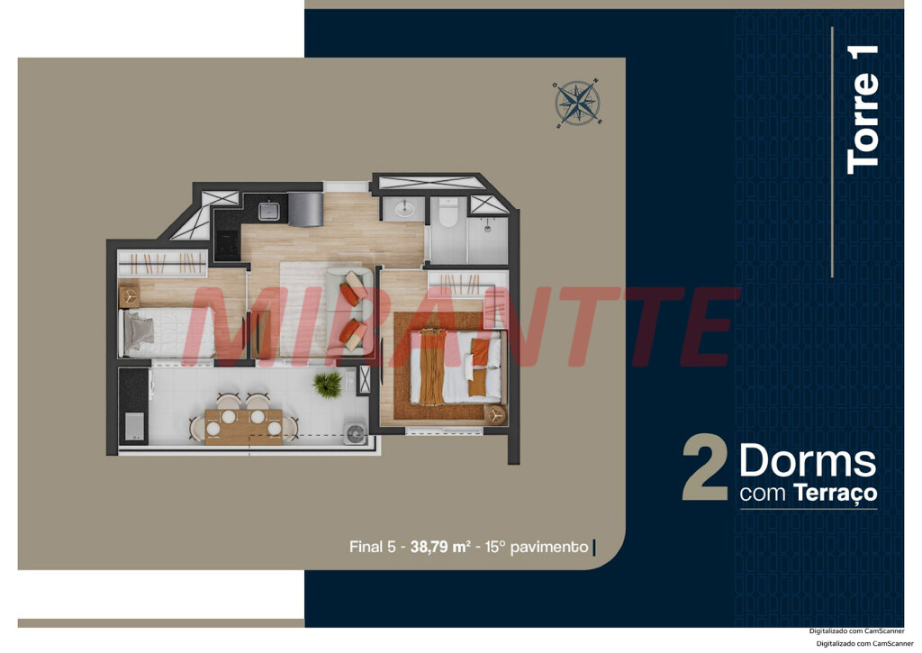 Apartamento de 54m² com 2 quartos em Jardim São Paulo