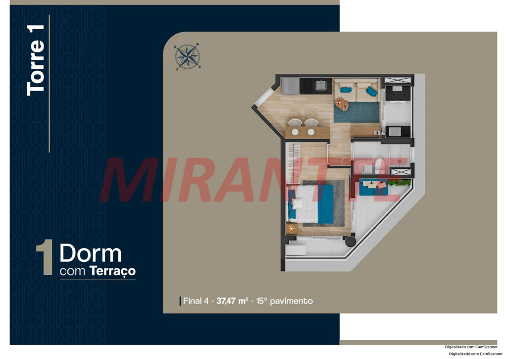 Apartamento de 54m² com 2 quartos em Jardim São Paulo