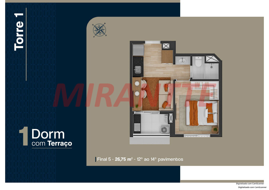 Apartamento de 54m² com 2 quartos em Jardim São Paulo