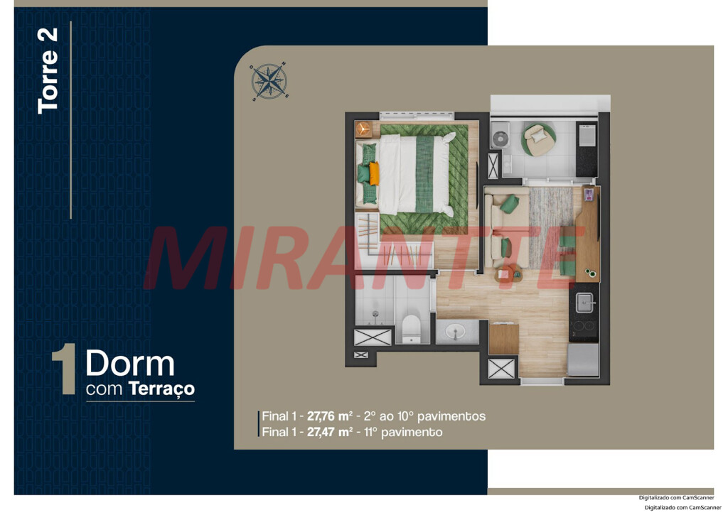 Apartamento de 54m² com 2 quartos em Jardim São Paulo