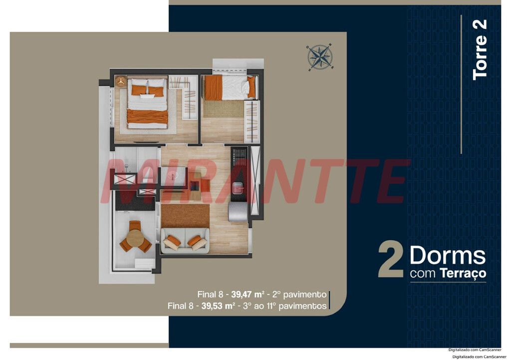 Apartamento de 54m² com 2 quartos em Jardim São Paulo