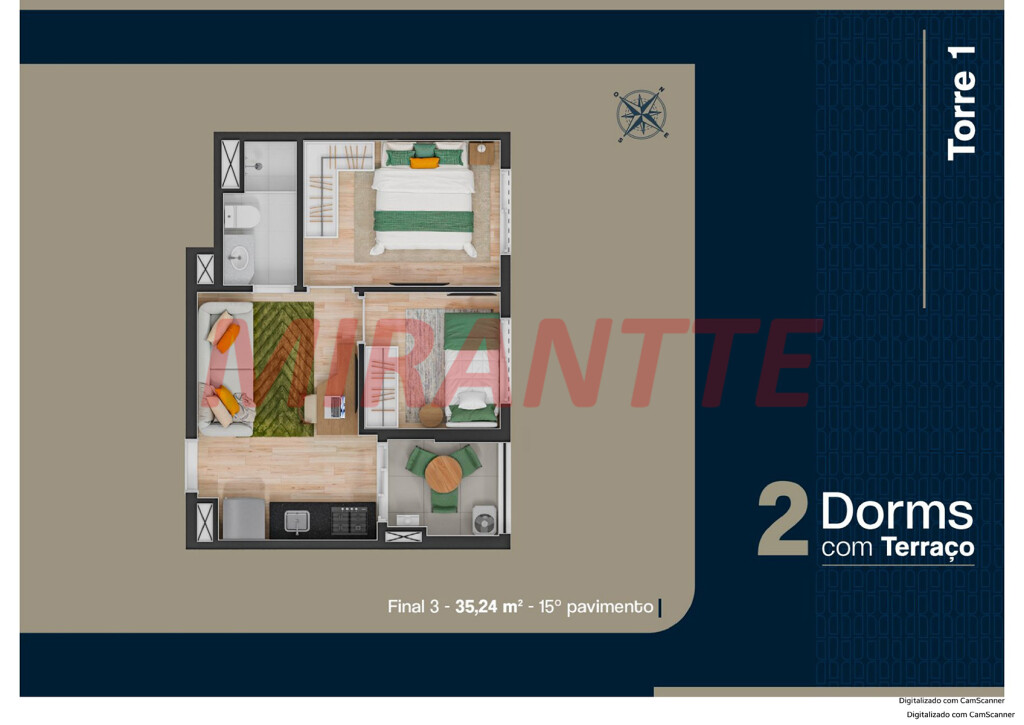 Apartamento de 54m² com 2 quartos em Jardim São Paulo
