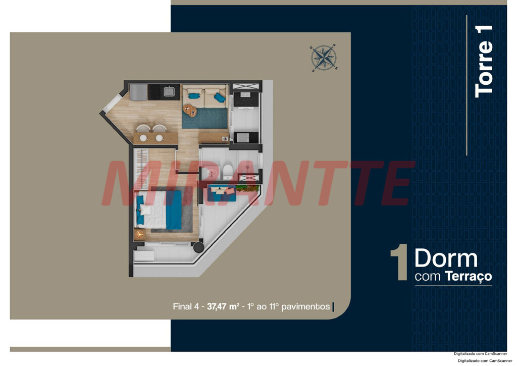 Apartamento de 54m² com 2 quartos em Jardim São Paulo