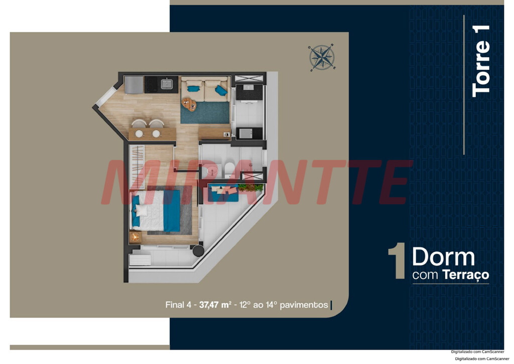 Apartamento de 54m² com 2 quartos em Jardim São Paulo