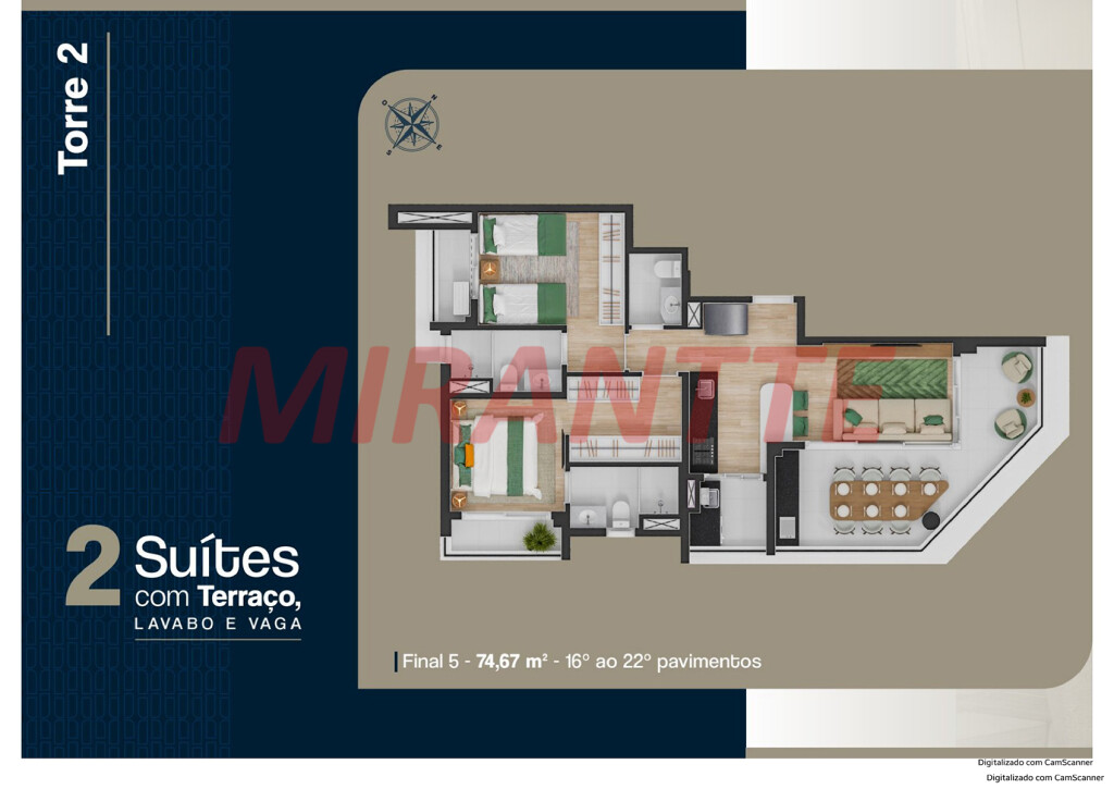Apartamento de 54m² com 2 quartos em Jardim São Paulo