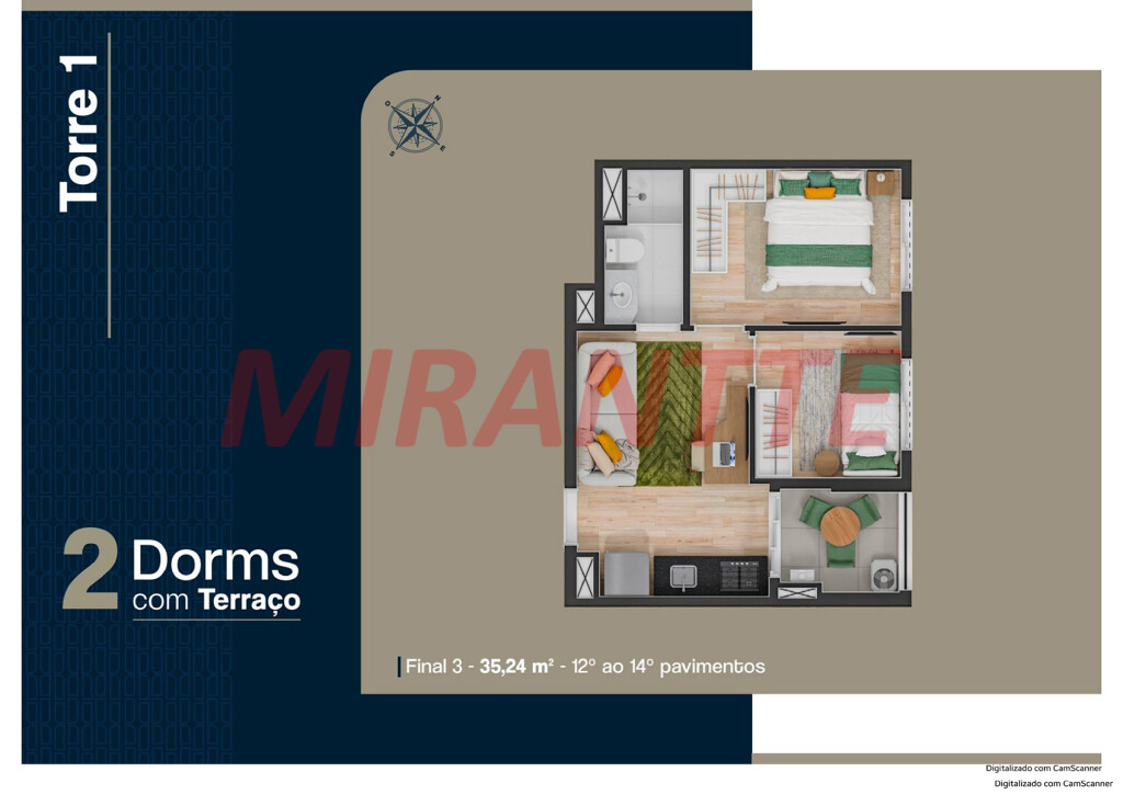 Apartamento de 54m² com 2 quartos em Jardim São Paulo