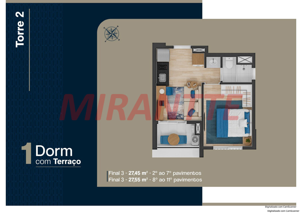 Apartamento de 54m² com 2 quartos em Jardim São Paulo