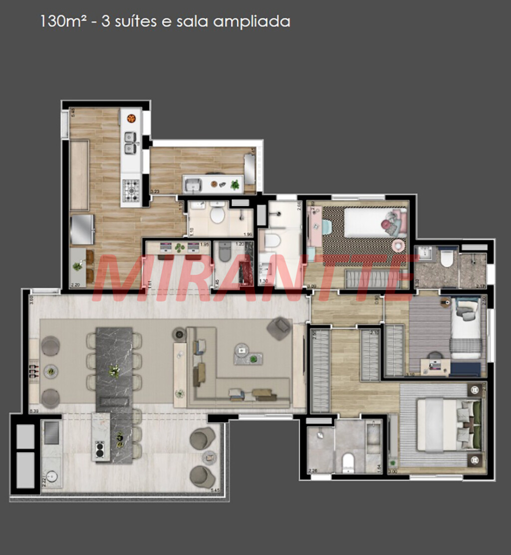 Apartamento de 129m² com 3 quartos em Perdizes