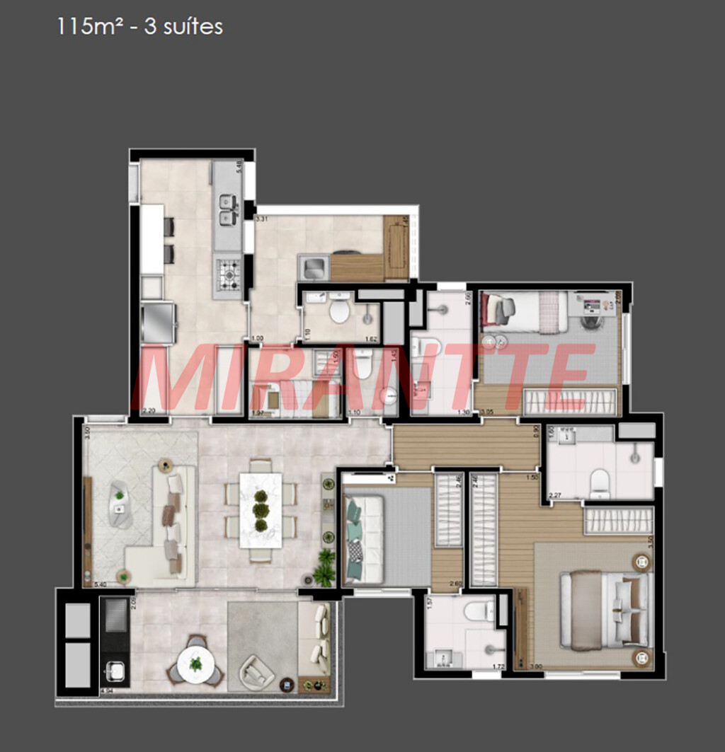 Apartamento de 115m² com 3 quartos em Perdizes